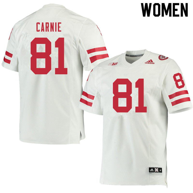 Women #81 James Carnie Nebraska Cornhuskers College Football Jerseys Sale-White - Click Image to Close